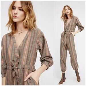Free People Loveland Wool Blend Striped Jumpsuit